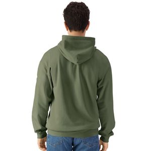 Midweight Fleece Men's Full <b>Zip</b> <b>Hooded</b> Sweatshirt Olive Green Soft Warm Casual Eco-Friendly Breathable Winter Comfortable Custom - Product Image 3