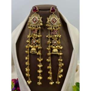 Indian Ethnic Fashion Silver Plated Alloy Earrings-Savitri Kashmiri Women's Jewelry - Product Image 3