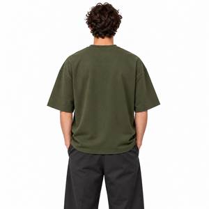 Men's Oversized <b>Olive</b> <b>Green</b> Short Sleeve <b>T</b>-<b>Shirt</b> Blank Casual Knitted O-Neck Tee - Product Image 2