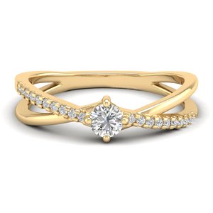 Anillo de Compromiso REYES Elegante con Moissanita de 0.35 Quilates, Oro Amarillo de 14K con Plata de Ley 925, Joyería de Boda para Mujer - Product Image 1