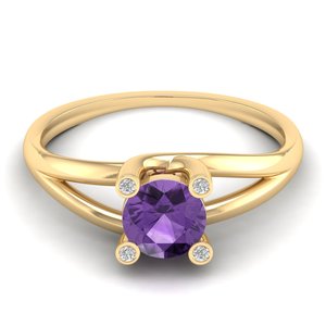 แหวนหมั้นเพชรพลอยอเมทิสต์ทองคำแท้ 14K รับรองโดย REYES IGI สำหรับผู้หญิง แหวนเพชรโมอิสซาไนต์ทรงคลาสสิก รับรองโดย GRA เครื่องประดับชั้นดี - Product Image 6