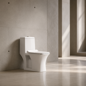 Inodoro Minimalista de Una Pieza Alargado con Doble Descarga, Botón de Pared, Montaje en Suelo, Porcelana, Sifón en S, Fácil Limpieza, Accesorio de Baño - Product Image 2