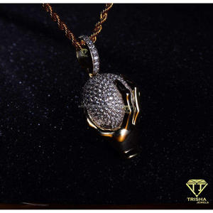 Pendentif de luxe en forme de boule de pierre avec diamant Moissanite VVS et bijoux en argent sterling 925 - Product Image 3