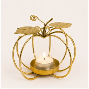 Portavelas de Lujo al por Mayor de Metal Dorado con Forma de Calabaza para Velas de Té, Centro de Mesa de Halloween, Elegante Centro de Mesa de Hierro para el Hogar con Temática de Cosecha Otoñal - Product Image 3
