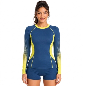 OEM Sublimated Quick Dry Rashguard <b>for</b> <b>Women</b> Compression Crew Neck Sports Fit Beachwear Printed Ladies' <b>Rash</b> <b>Guard</b> - Product Image 1