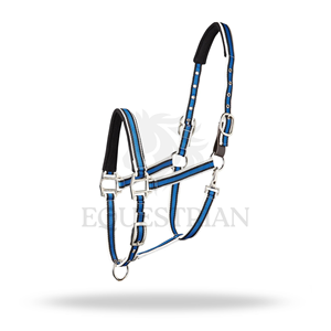 Harnais pour cheval en nylon rayé avec rembourrage, collier réglable avec quincaillerie métallique - Product Image 4