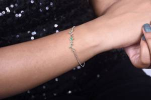 Natural Round Emerald Sterling <b>Silver</b> Vintage Charm <b>Bracelet</b> for Women IGI Certified Luxury Fine Jewelry Christmas Gift - Product Image 5