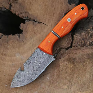 Couteau de chasse artisanal à prix abordable, lame en acier Damas à pointe tombante, manche en bois, étui en cuir, couleur personnalisée, OEM/ODM disponible - Product Image 4