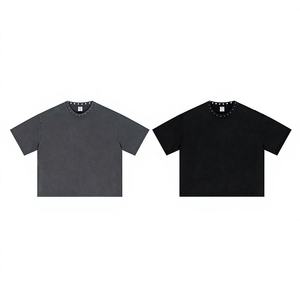 เสื้อผ้าผู้ชาย |   เสื้อยืดคอกลมทรงหลวมสไตล์อเมริกันวินเทจผ้าฝ้ายเนื้อนุ่มระบายอากาศดี ตกแต่งหมุด ไม่ต้องรีด ส่งแบบ DDP - Product Image 2
