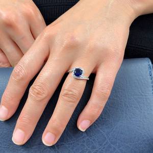 แหวนเงินแท้ประดับไพลินสีน้ำเงินสดใส สำหรับหมั้น แต่งงาน หรือเป็นของขวัญวันเกิด/วันครบรอบ สำหรับผู้หญิง - Product Image 3