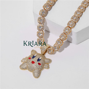 Bijoux en argent 925 plaqué or 18 carats avec un charmant pendentif unisexe pour un usage quotidien, diamants de laboratoire taille brillant ronde - Product Image 4