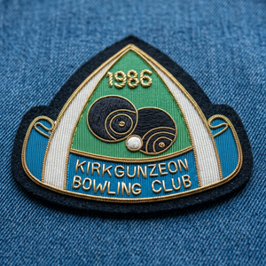 Kirkgunzeon <b>Bowling</b> Club 1986 Embroidered Sew-On Patch Irregular Shape Fabric Badge For Garment - Product Image 2