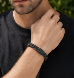 Bracelet à maillons en zircon cubique noir, plaqué rhodium, fermoir carré, bijoux de mode pour hommes - Product Image 2
