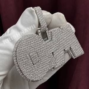 Iced Custom Letter OTM White Gold Moissanite Pendant Personalized <b>Initial</b> Charm Hip Hop Men's Jewelry Gift Party Bling <b>Chain</b> - Product Image 2