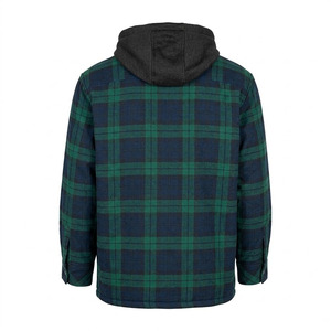 Custom Logo Heavyweight Quilted Lined <b>Men</b> Hooded <b>Flannel</b> Shirt <b>Jacket</b> Wholesale Streetwear Winter Warm Coat - Product Image 3