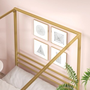 Gold Metal Canopy Platform <b>Bed</b> <b>Frame</b> Modern King/<b>Queen</b> <b>Size</b> Durable Space Saving Bedroom Furniture HUY GIA - Product Image 6