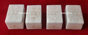 Pure White Marble Small Size Rectangular Shape Mix Color <b>Mother</b> Of Pearl Inlay Work Jewelry Gift <b>Boxes</b> For Wedding And Business - Product Image 2