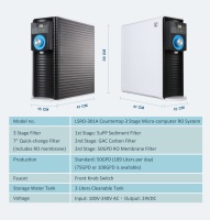 Purificateur d'eau domestique à osmose inverse 3 étapes pour comptoir, micro-ordinateur, capacité 50/75 GPD, certifié CE, garantie 1 an