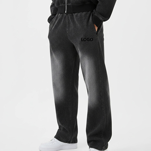 Custom Made 100% Cotton Canvas Heavyweight Casual <b>Jogger</b> Sweatpants Men Custom Logo Solid Color Sun fade Washed Hip Hop <b>Baggy</b> - Product Image 1