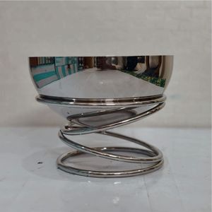 Présentoir à condiments 3 niveaux en acier inoxydable martelé, bols décoratifs argentés avec support métallique pour mariages, fêtes et hôtels - Product Image 2
