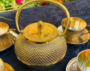Luxury Brass <b>Tea</b> <b>Set</b> with Teapot, Cups, Saucers and Serving Tray – Traditional Indian Handcrafted Brass <b>Tea</b> & Coffee <b>Set</b> - Product Image 1
