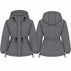 Chaqueta cortavientos transpirable para mujer, con cuello alto y cierre de cremallera, para actividades al aire libre, disponible como chaqueta impermeable personalizada. - Product Image 2