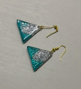 Handmade Resin <b>Triangle</b> Earrings Blue Silver Gradient Fashion Jewelry Gold Hook Dangle Earrings - Product Image 4