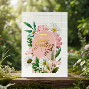 Cartes de remerciement élégantes personnalisées en papier estampé or avec motif floral (forme ovale) - Product Image 3