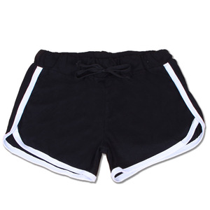 Shorts de Algodón Negro para Mujer, con Cordón Ajustable, Color Sólido, Tejido Casual, Transpirable, Cintura Media, Corte Regular, Secado Rápido, Ecológicos - Product Image 1