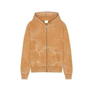 Sudadera con capucha de algodón grueso lavado a la piedra, con cremallera frontal completa, de felpa francesa, para hombre, con cremallera bidireccional, estilo casual. - Product Image 1