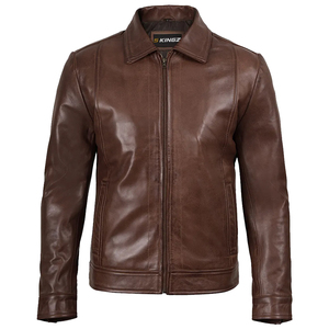 Veste en cuir PU coupe-vent et antibactérienne pour homme 5KINGZ SPORTS avec col mandarin et doublure en sherpa - Product Image 4
