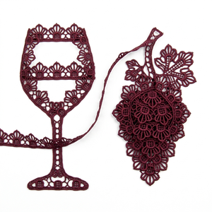 15mm Burgundy Floral Guipure GPO Lace Trim Customizable Direct Factory 20 Meter Packing for Wedding Favors Gift <b>Boxes</b> Invitation - Product Image 2