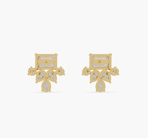 IGI Lab Grown Diamond <b>Emerald</b> Cut <b>Gold</b> Plated Vintage Anniversary <b>Earrings</b> Wholesale Custom Fine Jewelry for Women - Product Image 3