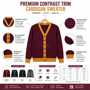เสื้อคาร์ดิแกนถักไหมพรมสีแดงเลือดหมู คอวี แขนยาว แต่งสีตัดกัน สไตล์ลำลอง สำหรับฤดูใบไม้ร่วง ของ Cosh International Custom Logo Sorority Sisterhood - Product Image 6
