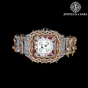 Montre de luxe en acier inoxydable avec diamants Mossinate pour hommes et femmes, design intemporel avec accents de cristaux étincelants - Product Image 2