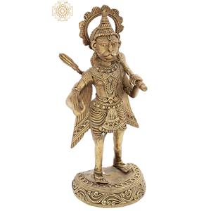 ทำด้วยมือรูปปั้นทองเหลืองขนาด7นิ้วรูปปั้นของ sankat mochan hanumji รูปปั้นอินเดียสำหรับให้เป็นของขวัญ - Product Image 2