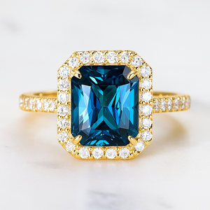Anillo de piedras preciosas de zafiro azul real Natural de oro amarillo de 14K 18K personalizado Original 7x5mm IGI certificado regalo de joyería fina - Product Image 1