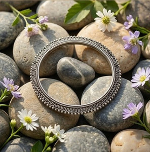 DIVYORO Classic Brass <b>Copper</b> Alloy Oxidized Women's Wedding Filigree Textured <b>Bangle</b> - Product Image 4