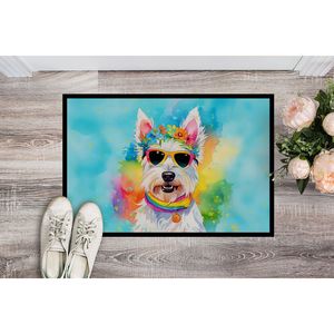 Westie Hippie Dawg Doormat Non Slip Washable Low Pile 24H X 36W <b>Indoor</b> Outdoor Front <b>Door</b> <b>Mat</b> for Entryway - Product Image 2
