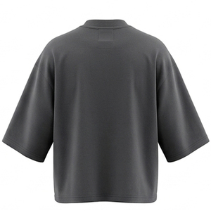 เสื้อยืดผู้ชายสีน้ำเงินกรมท่า ผ้าคอตตอนหนา สไตล์สตรีทแวร์ลำลอง คอกลม แขนสั้น ผ้าฝ้าย 100% แห้งเร็ว - Product Image 4