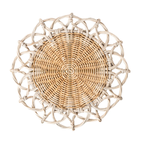Set de table rond artisanal en rotin écologique, tressé, élégant, à bords festonnés, pour salle à manger et décoration intérieure bohème