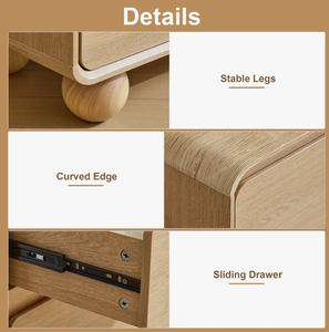 Nouvelle arrivée : Commode minimaliste en bois clair à 6 tiroirs, OEM, meuble de rangement moderne incurvé pour chambre, hôtel, maison et bureau. - Product Image 3