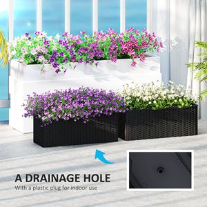 Set di 2 Vasi da Fiori Sospesi Neri Effetto Rattan da 20 Pollici con Ganci e Fori di Drenaggio per Accessori da Recinzione - Product Image 6