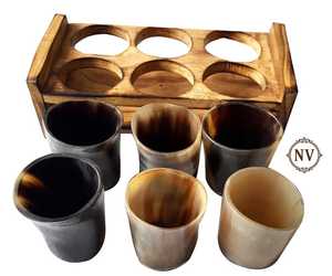 Verre à vin rustique en corne naturelle pour restaurants, gobelet en corne de buffle de qualité supérieure pour cadeaux de mariage, ensemble de verres à vin en corne avec plateau en bois - Product Image 4