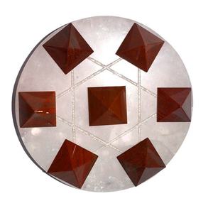 Pirámide de jaspe rojo con Base de cuarzo rosa, 7 Pirámide de jaspe rojo asequible - Product Image 1