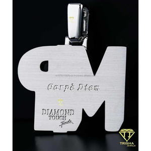 Colgante Personalizado con Iniciales MR 333 con Diamantes Moissanite VVS Engastados a Mano en Plata de Ley 925, Joyería Hip Hop Personalizada - Product Image 5