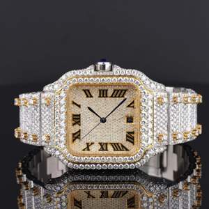 Montre de luxe Hip Hop avec diamants Moissanite VVS de laboratoire taille ronde, bracelet en caoutchouc, montre mécanique faite à la main - Product Image 5