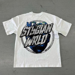 เสื้อยืดแขนสั้นผู้ชายคุณภาพสูงแบบ OEM สั่งทำพิเศษ ผ้าฝ้าย 100% พิมพ์ลาย DTF แบรนด์ดัง ลายวินเทจ สีขาว - Product Image 4