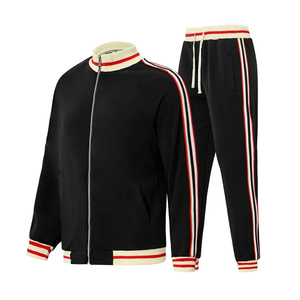 <b>Mens</b> Blank Varsity <b>Track</b> Suit Rib Knit Collar Jogger Set Zip Up Raglan <b>Jacket</b> and Drawstring Sweatpants 2 Piece Set - Product Image 6