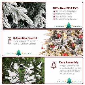 Albero di Natale Verde Monofacciale 2,13m in PE PVC con 1687 Rami Colorati Caldi, 450 Luci, 8 Modalità, Set Decorativo per Feste - Product Image 3